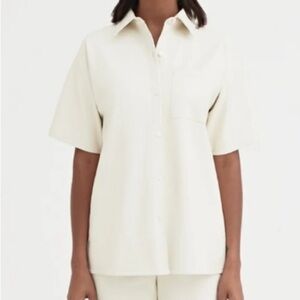 Bagatelle Vegan Leather Short Sleeve Button Front Shirt Jacket Mini Dress